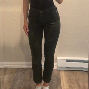 AG Size 25 Slim Straight Ankle Forest Green Corduroy Jeans